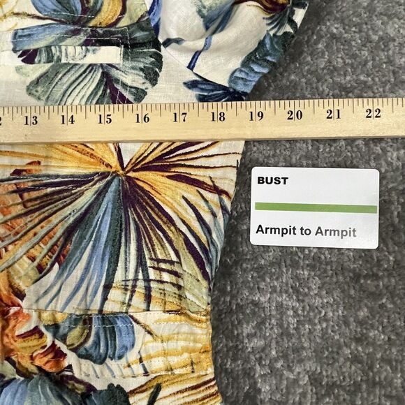 Chico's Tunic Top Size 0 (US Size S/4) Collared Front Buttons 100% Linen Pockets - Picture 9 of 12